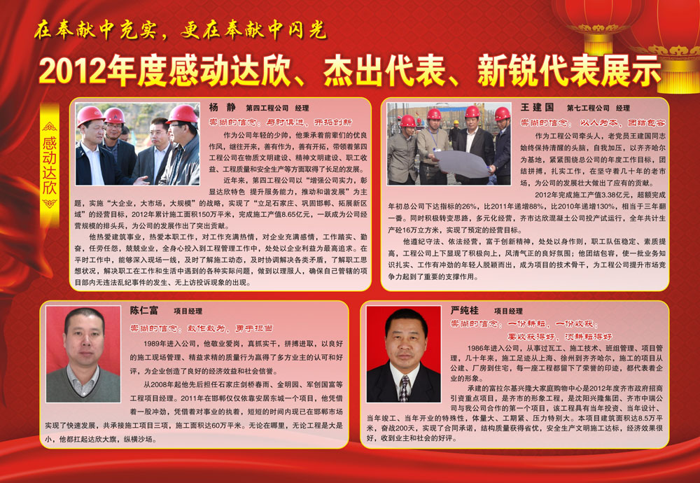 2012年度感動(dòng)達欣、杰出代表、新銳代表展示